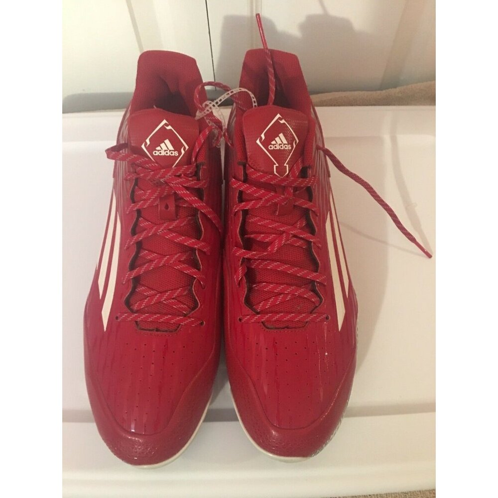 New Adidas Men's Sz 16 Power Alley 3 Metal Baseball Cleats Red S84760 - Picture 2 of 8
